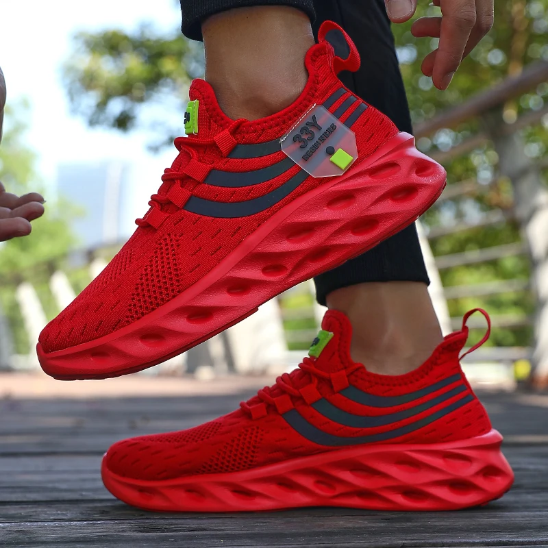 Men's Mesh Running Shoes Breathable Lightweight Sneakers Outdoor Mesh Black Running Shoes Athletic Jogging Tenis Walking Shoes