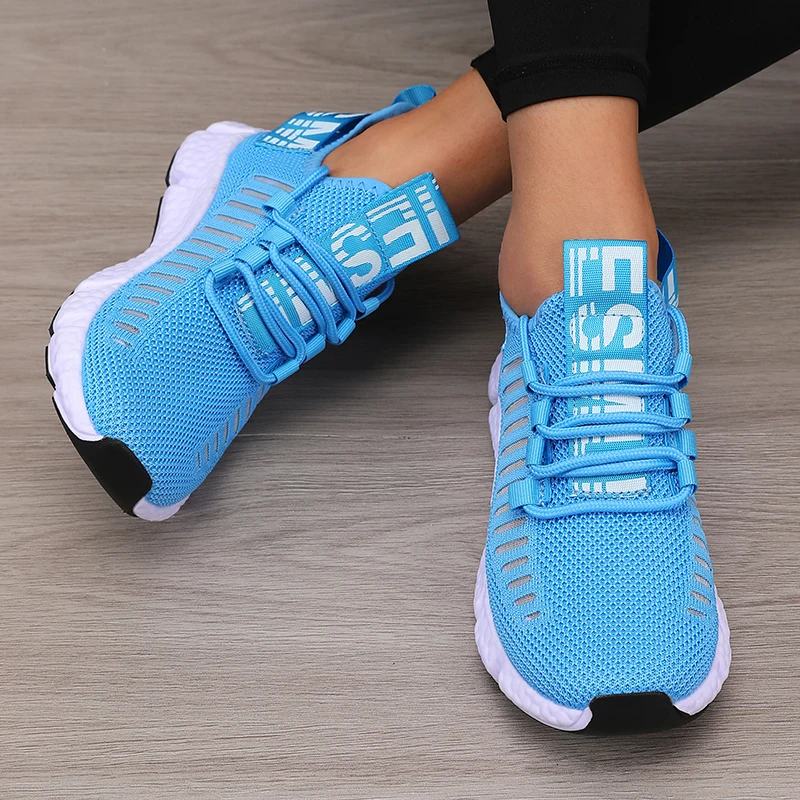 Women's Sports Shoes Mesh Lightweight Soft Sole Jogging Strap Breathable Fashion Sports Walking Casual Tennis Flat Shoes for Men