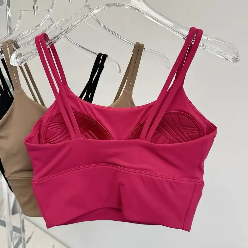 Women's Sports Bra with Padded Cups, Shockproof Running Sexy Strappy Yoga Vest, Outerwear Training Fitness Bra