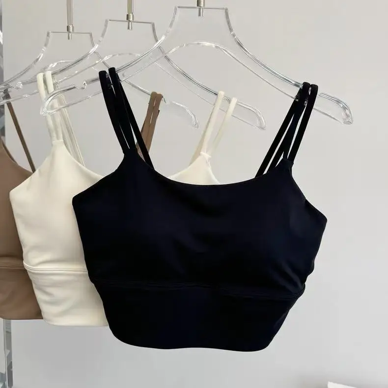 Women's Sports Bra with Padded Cups, Shockproof Running Sexy Strappy Yoga Vest, Outerwear Training Fitness Bra