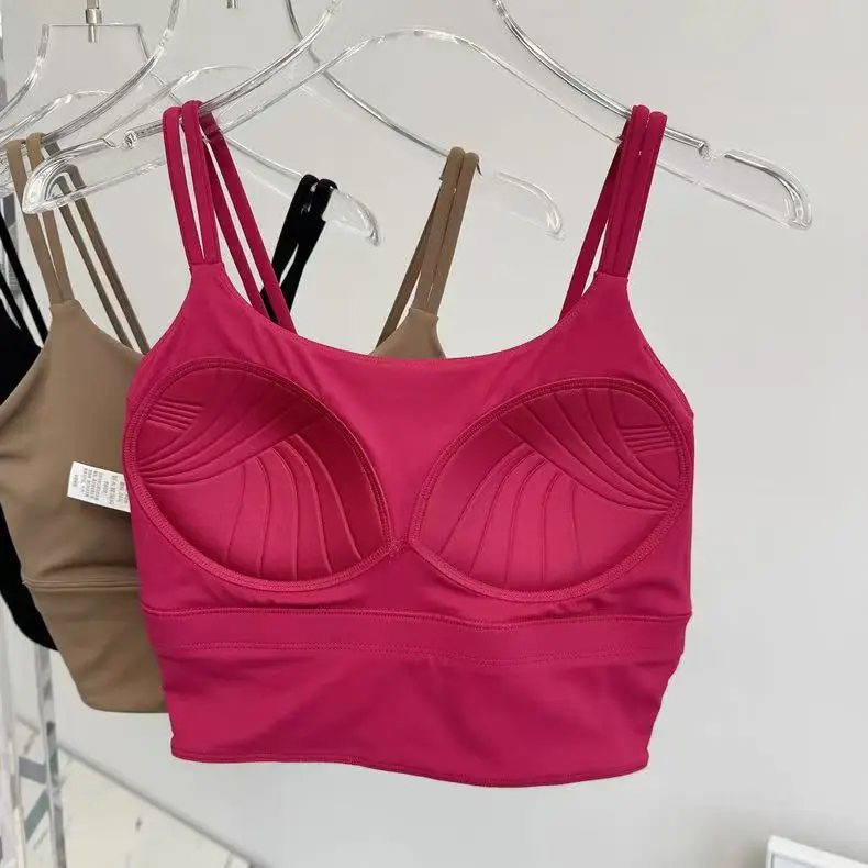 Women's Sports Bra with Padded Cups, Shockproof Running Sexy Strappy Yoga Vest, Outerwear Training Fitness Bra