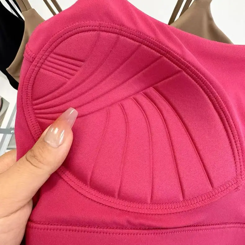 Women's Sports Bra with Padded Cups, Shockproof Running Sexy Strappy Yoga Vest, Outerwear Training Fitness Bra