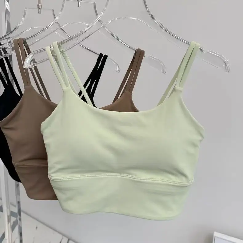 Women's Sports Bra with Padded Cups, Shockproof Running Sexy Strappy Yoga Vest, Outerwear Training Fitness Bra