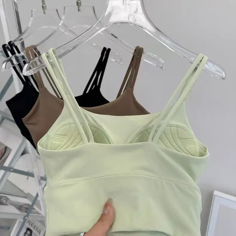 Women's Sports Bra with Padded Cups, Shockproof Running Sexy Strappy Yoga Vest, Outerwear Training Fitness Bra