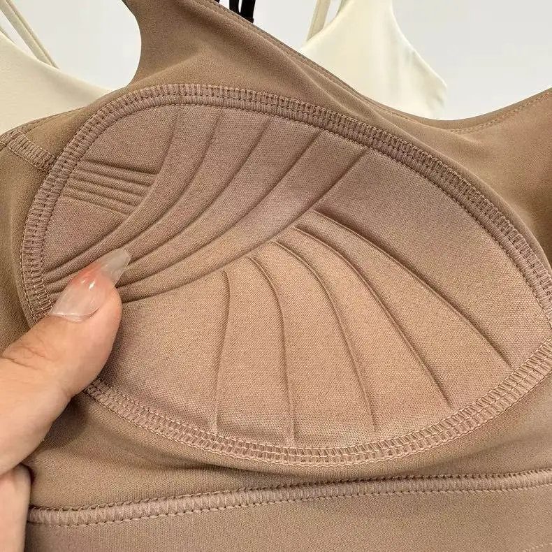 Women's Sports Bra with Padded Cups, Shockproof Running Sexy Strappy Yoga Vest, Outerwear Training Fitness Bra
