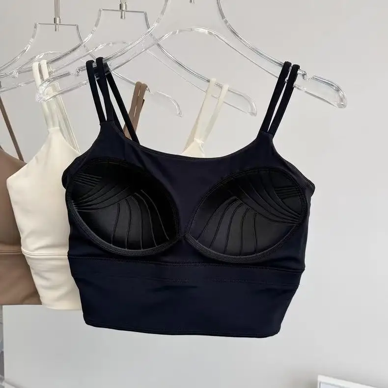 Women's Sports Bra with Padded Cups, Shockproof Running Sexy Strappy Yoga Vest, Outerwear Training Fitness Bra