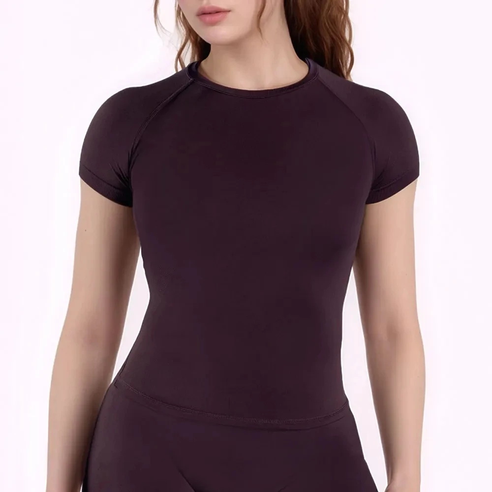 Sports Short Sleeve Top for Women Gym Crop Top Light Weight Seamless Yoga Top Workout T Shirt Longline Stretchy Sports Shirts
