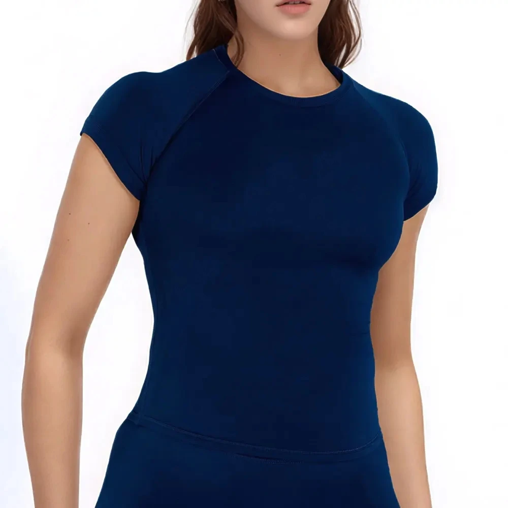 Sports Short Sleeve Top for Women Gym Crop Top Light Weight Seamless Yoga Top Workout T Shirt Longline Stretchy Sports Shirts