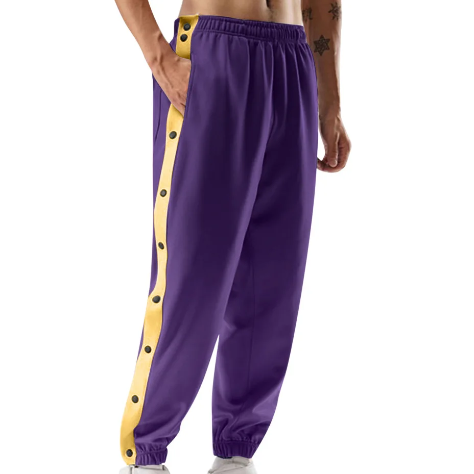 Men Sweatpants Jogging Sportswear Men's Fitness Pants Casual Loose Mesh Trousers Quick-dry Breathable Pants Side Button Design
