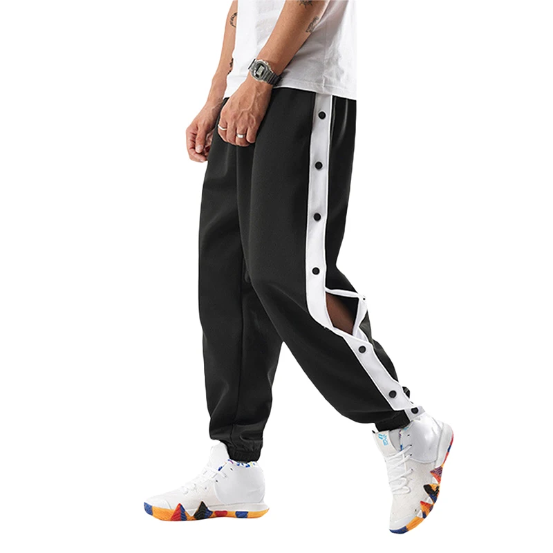 Men Sweatpants Jogging Sportswear Men's Fitness Pants Casual Loose Mesh Trousers Quick-dry Breathable Pants Side Button Design