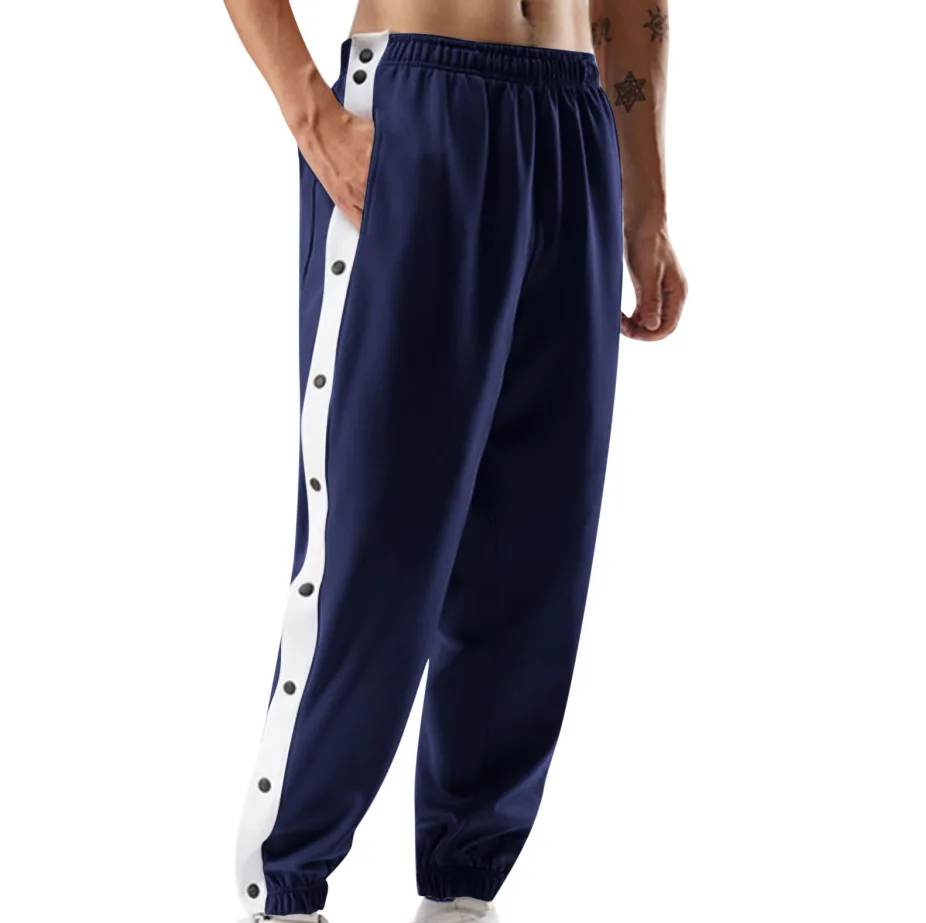 Men Sweatpants Jogging Sportswear Men's Fitness Pants Casual Loose Mesh Trousers Quick-dry Breathable Pants Side Button Design