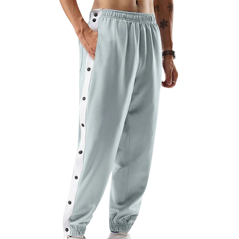 Men Sweatpants Jogging Sportswear Men's Fitness Pants Casual Loose Mesh Trousers Quick-dry Breathable Pants Side Button Design