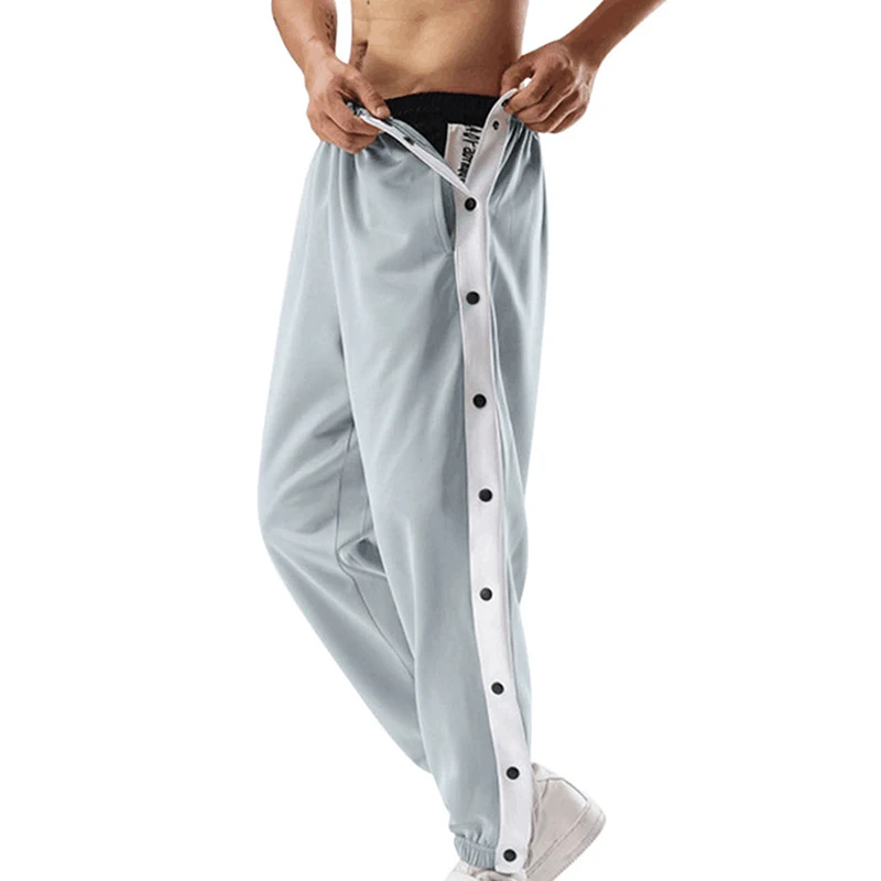 Men Sweatpants Jogging Sportswear Men's Fitness Pants Casual Loose Mesh Trousers Quick-dry Breathable Pants Side Button Design