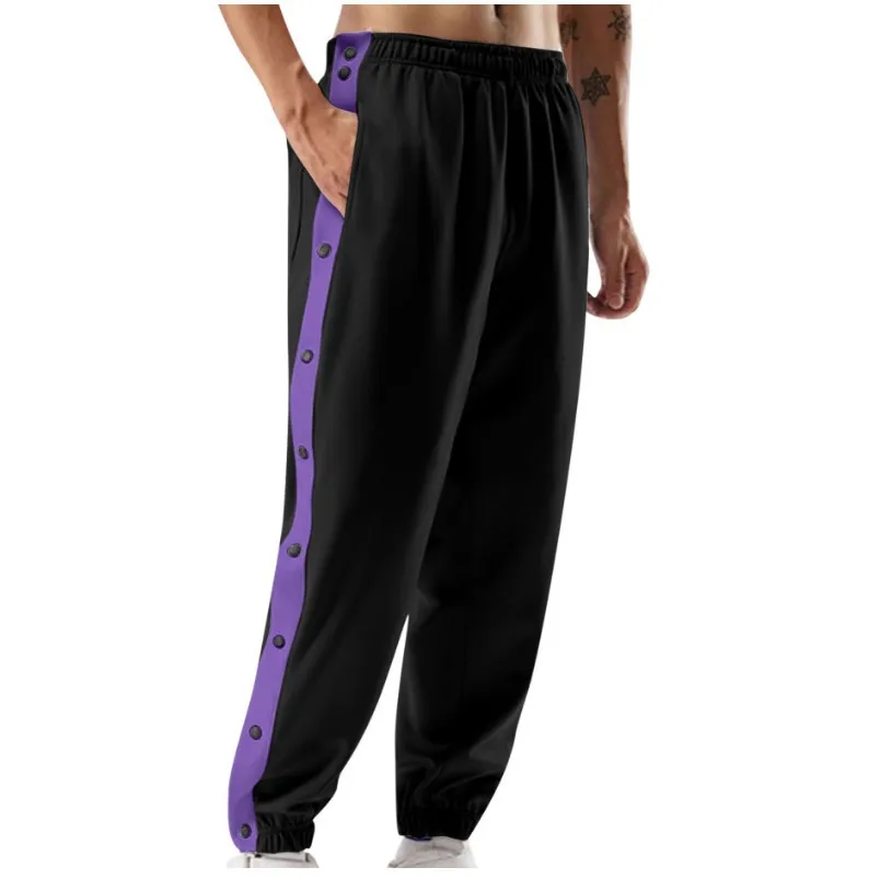 Men Sweatpants Jogging Sportswear Men's Fitness Pants Casual Loose Mesh Trousers Quick-dry Breathable Pants Side Button Design
