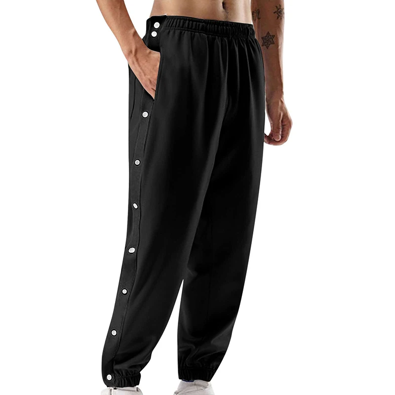 Men Sweatpants Jogging Sportswear Men's Fitness Pants Casual Loose Mesh Trousers Quick-dry Breathable Pants Side Button Design