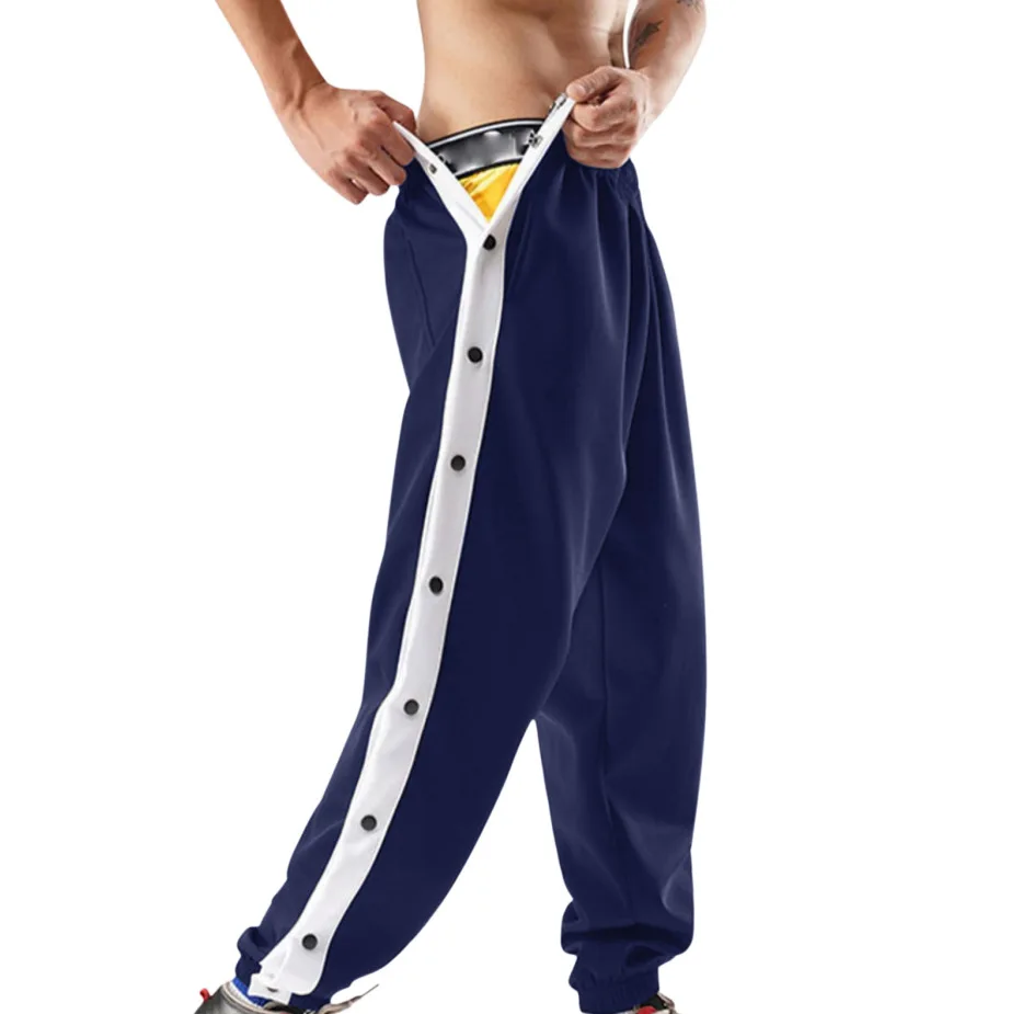 Men Sweatpants Jogging Sportswear Men's Fitness Pants Casual Loose Mesh Trousers Quick-dry Breathable Pants Side Button Design