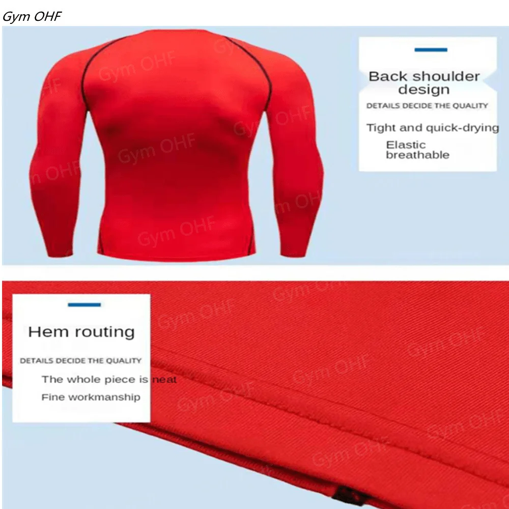 Long Sleeved Men's Gym Running Tight Fitting Men's Outdoor Training Jogging Shirt Quick Drying Shirt Warm Printed Classic Lightw