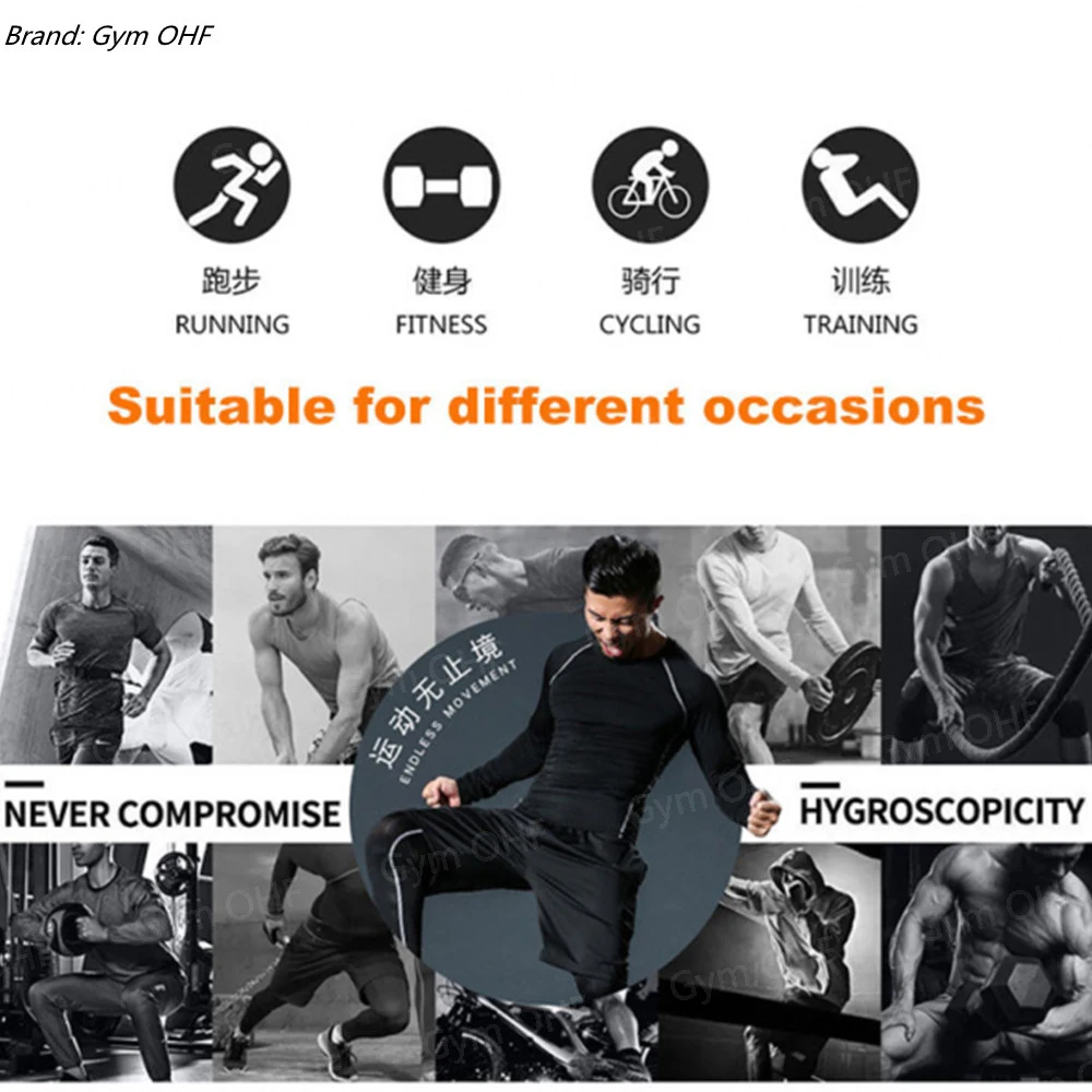 Long Sleeved Men's Gym Running Tight Fitting Men's Outdoor Training Jogging Shirt Quick Drying Shirt Warm Printed Classic Lightw