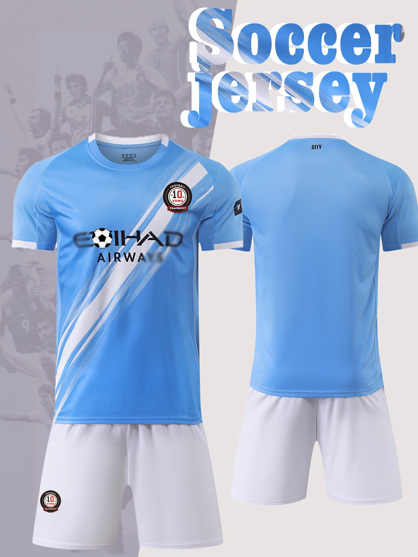 Men's Casual Sports Football Uniform Round Neck Top with Fashionable Breathable Shorts Comfortable Football Suit Set