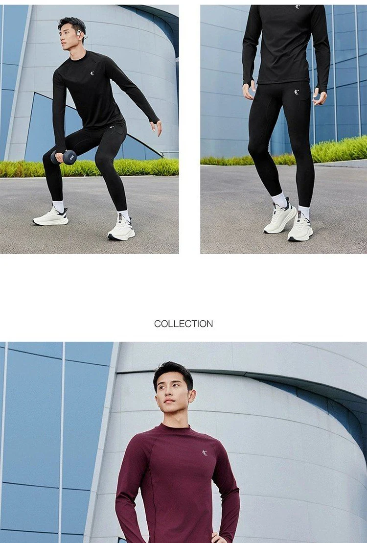 QIAODAN Warm Fitness Suit Two Pieces Set Mens 2025 Jogging Long Sleeve Moisture Wicking Sportswear For Gym Running QXENT3253090A