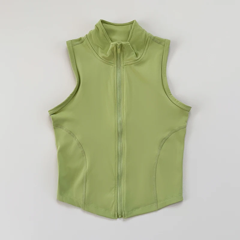 Women's Yoga, Fitness, Sports Clothing, Sleeveless Stand-Up Collar, Zipper Exercise Vest, Slender Yoga and Fitness Vest