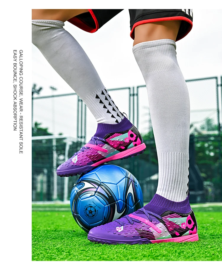 New Men Soccer Shoes High-quality Outdoor High Ankle Ultralight Indoor Football Boots Non-Slip Sports Shoes Futsal Non-Slip