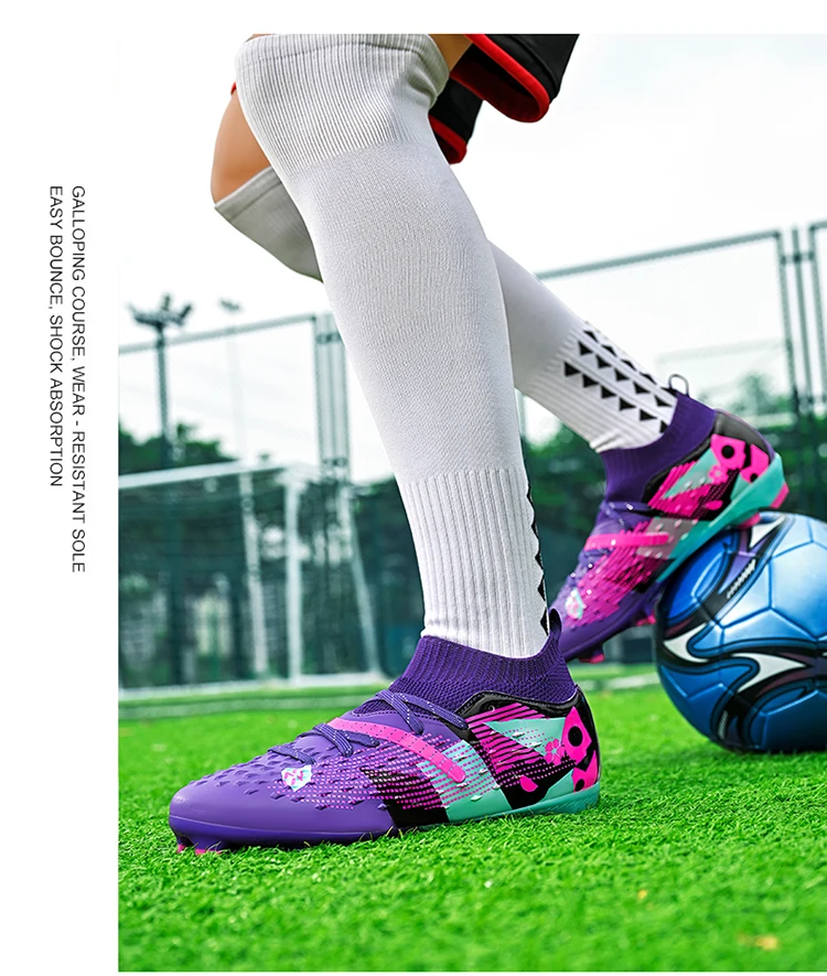 New Men Soccer Shoes High-quality Outdoor High Ankle Ultralight Indoor Football Boots Non-Slip Sports Shoes Futsal Non-Slip