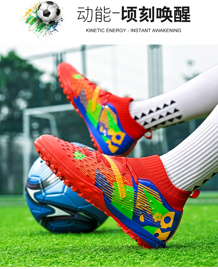 New Men Soccer Shoes High-quality Outdoor High Ankle Ultralight Indoor Football Boots Non-Slip Sports Shoes Futsal Non-Slip