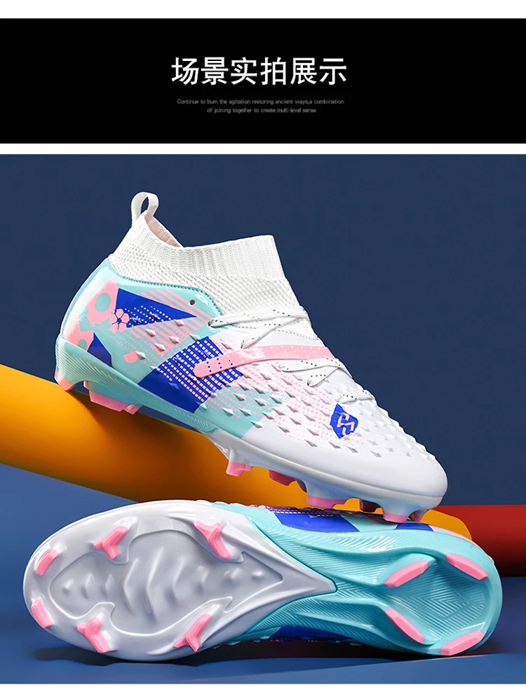 New Men Soccer Shoes High-quality Outdoor High Ankle Ultralight Indoor Football Boots Non-Slip Sports Shoes Futsal Non-Slip