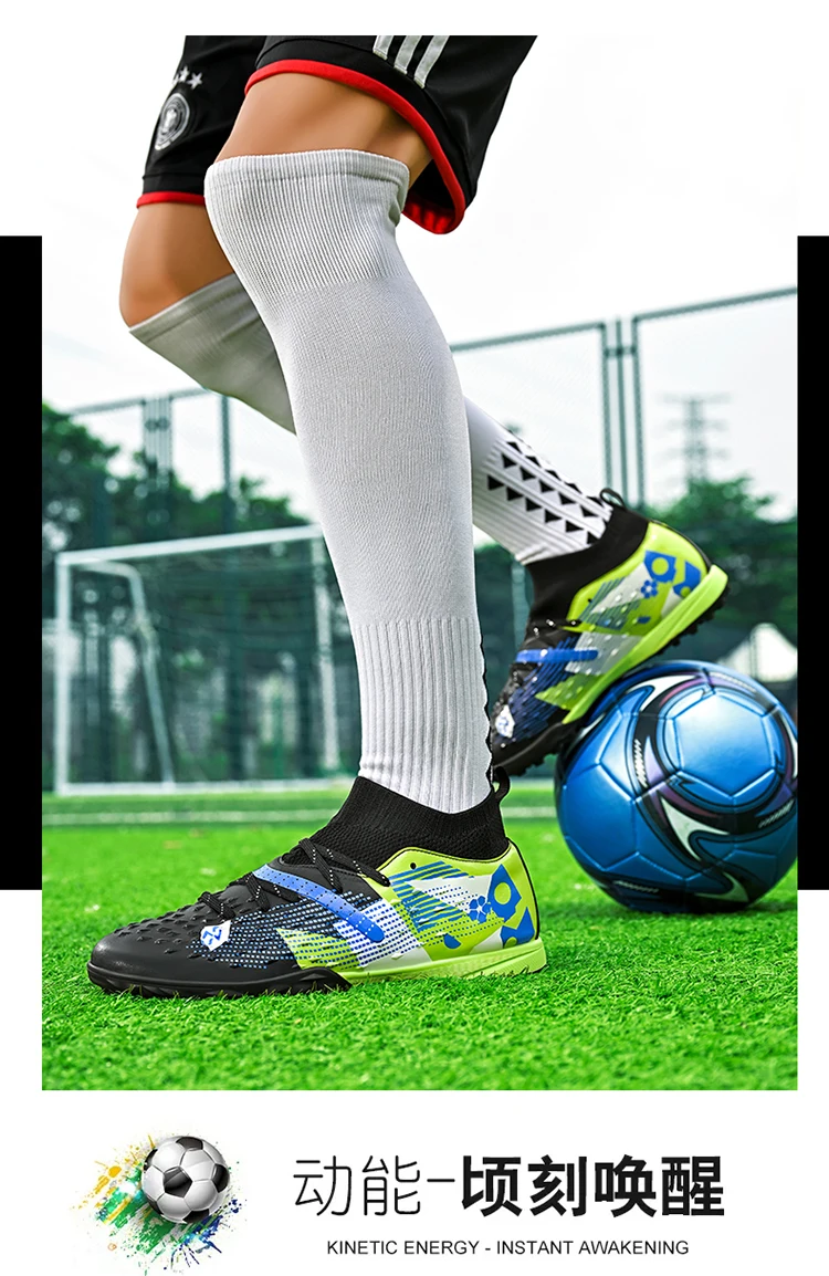 New Men Soccer Shoes High-quality Outdoor High Ankle Ultralight Indoor Football Boots Non-Slip Sports Shoes Futsal Non-Slip