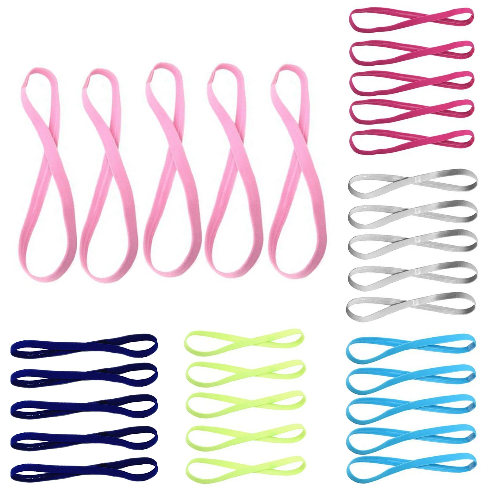 1/5/10pcs Thin Elastic Hair Band Sweatband Football Running Hair Accessories Fashion Simple Non-Slip Stretchy Sports Headband