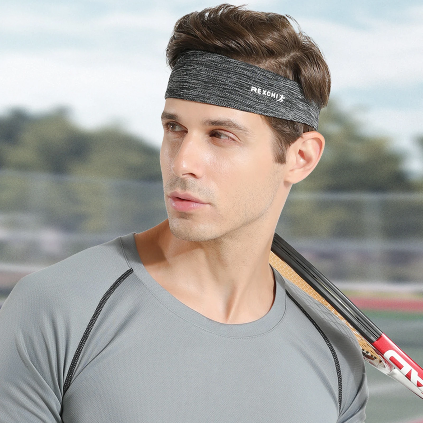 Ice Silk Sweatband for Men Sports Headband Running Cycling Gym Workout Non Slip Elastic Sweat Wristband Head Wrap