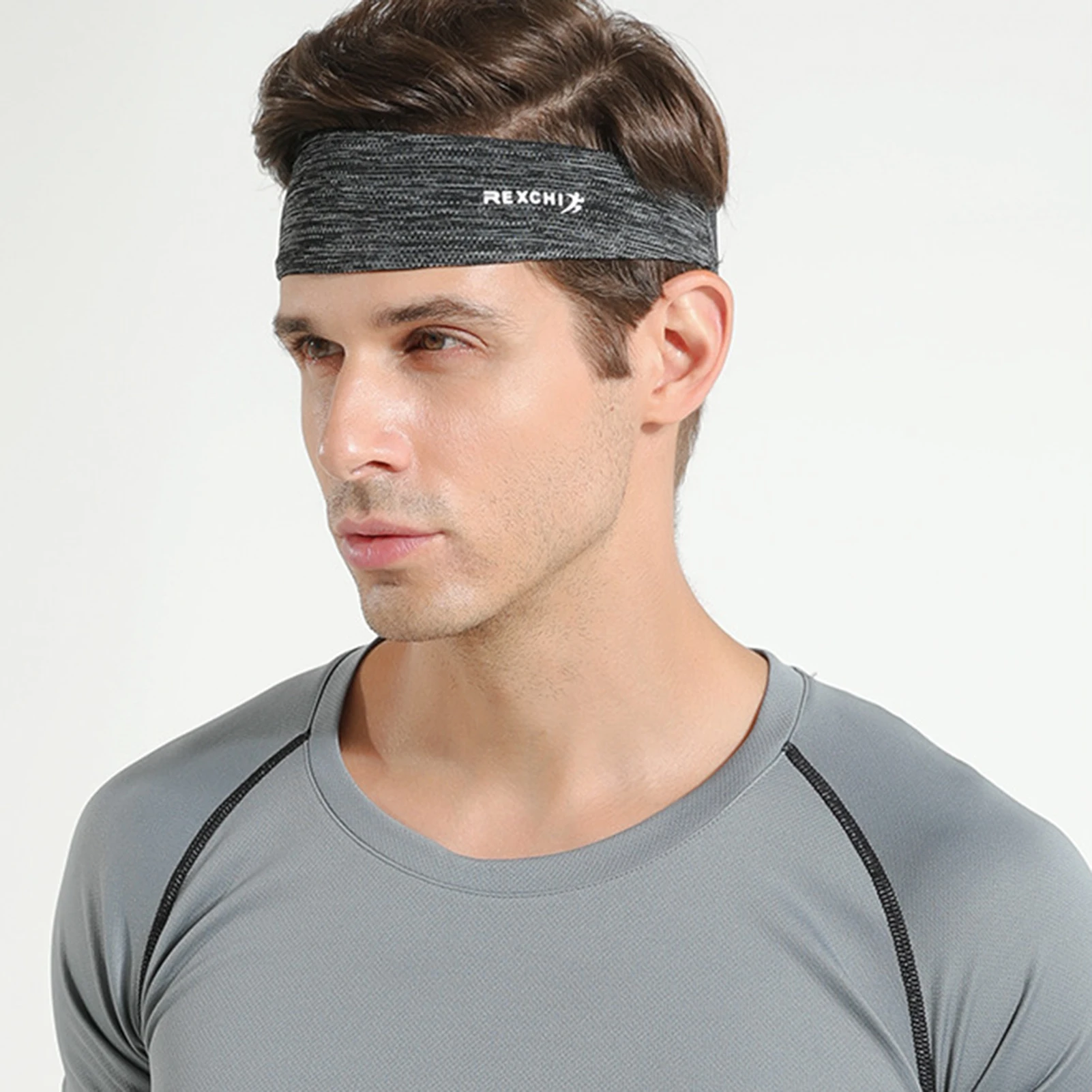 Ice Silk Sweatband for Men Sports Headband Running Cycling Gym Workout Non Slip Elastic Sweat Wristband Head Wrap