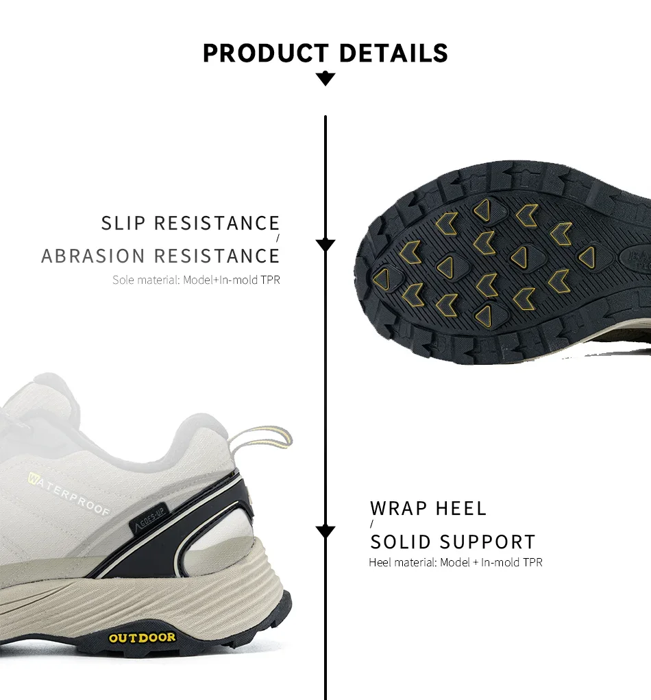 Baasploa Men Hiking Shoes High Quality Male Trekking Climbing Outdoor Sneaker Non-Slip Comfortable Waterproof Sprort Shoes