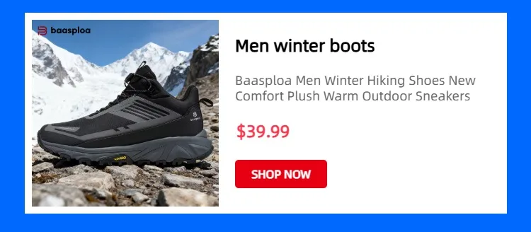 Baasploa Men Hiking Shoes High Quality Male Trekking Climbing Outdoor Sneaker Non-Slip Comfortable Waterproof Sprort Shoes