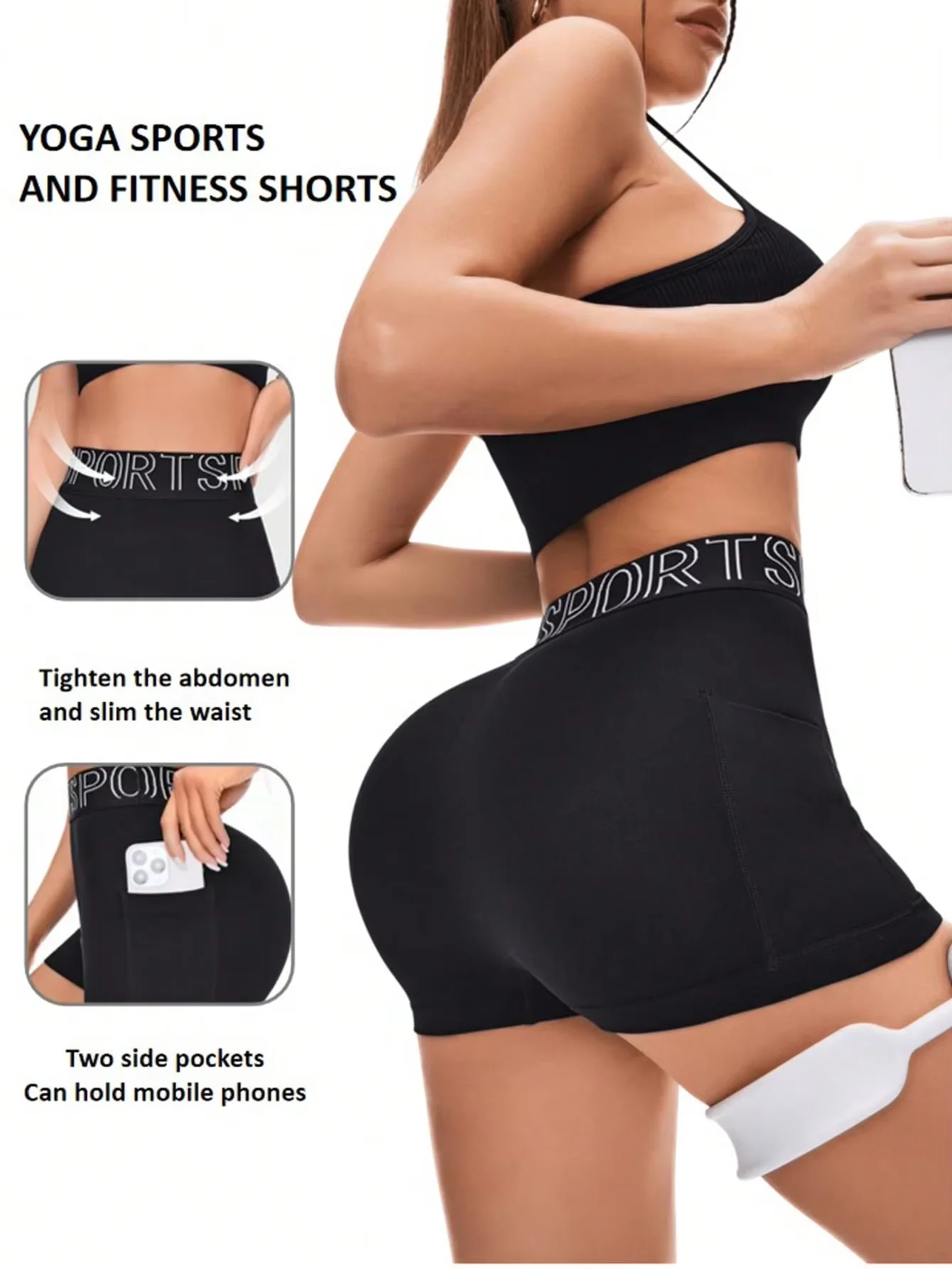 Women Workout Shorts,High Waisted Athletic Slim Fit Shorts Tummy Control Gym Yoga Biker Shorts with Side Pocket