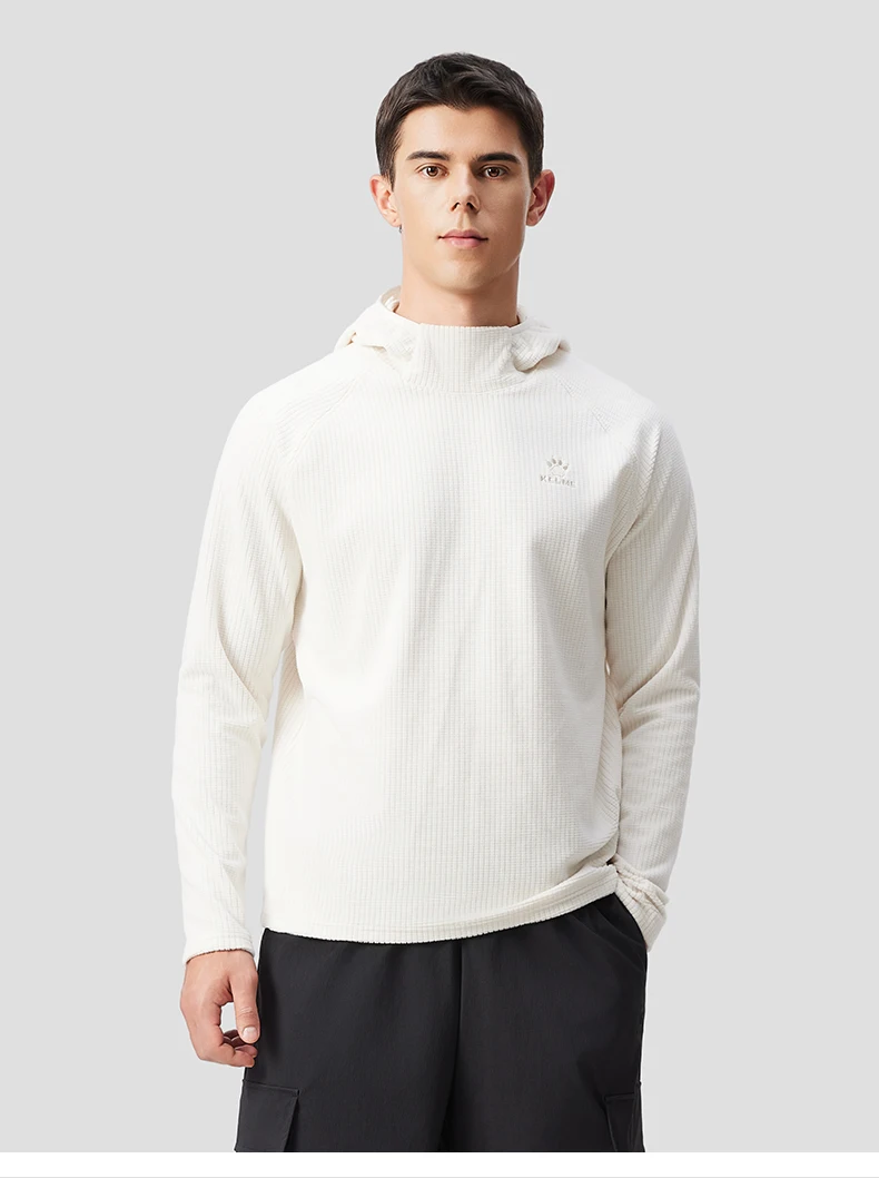 Kelme Men's Sports Hoodie Outdoor Windproof Jacket Casual Running Long Sleeved Fleece Warm Pullover