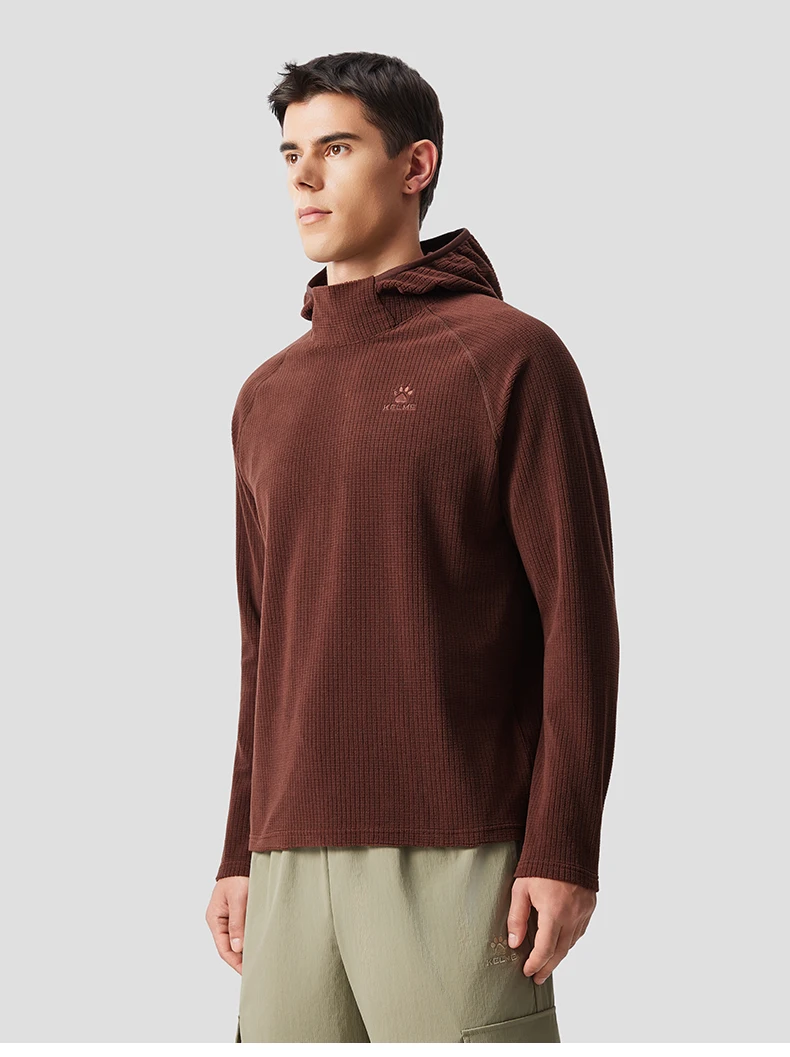 Kelme Men's Sports Hoodie Outdoor Windproof Jacket Casual Running Long Sleeved Fleece Warm Pullover