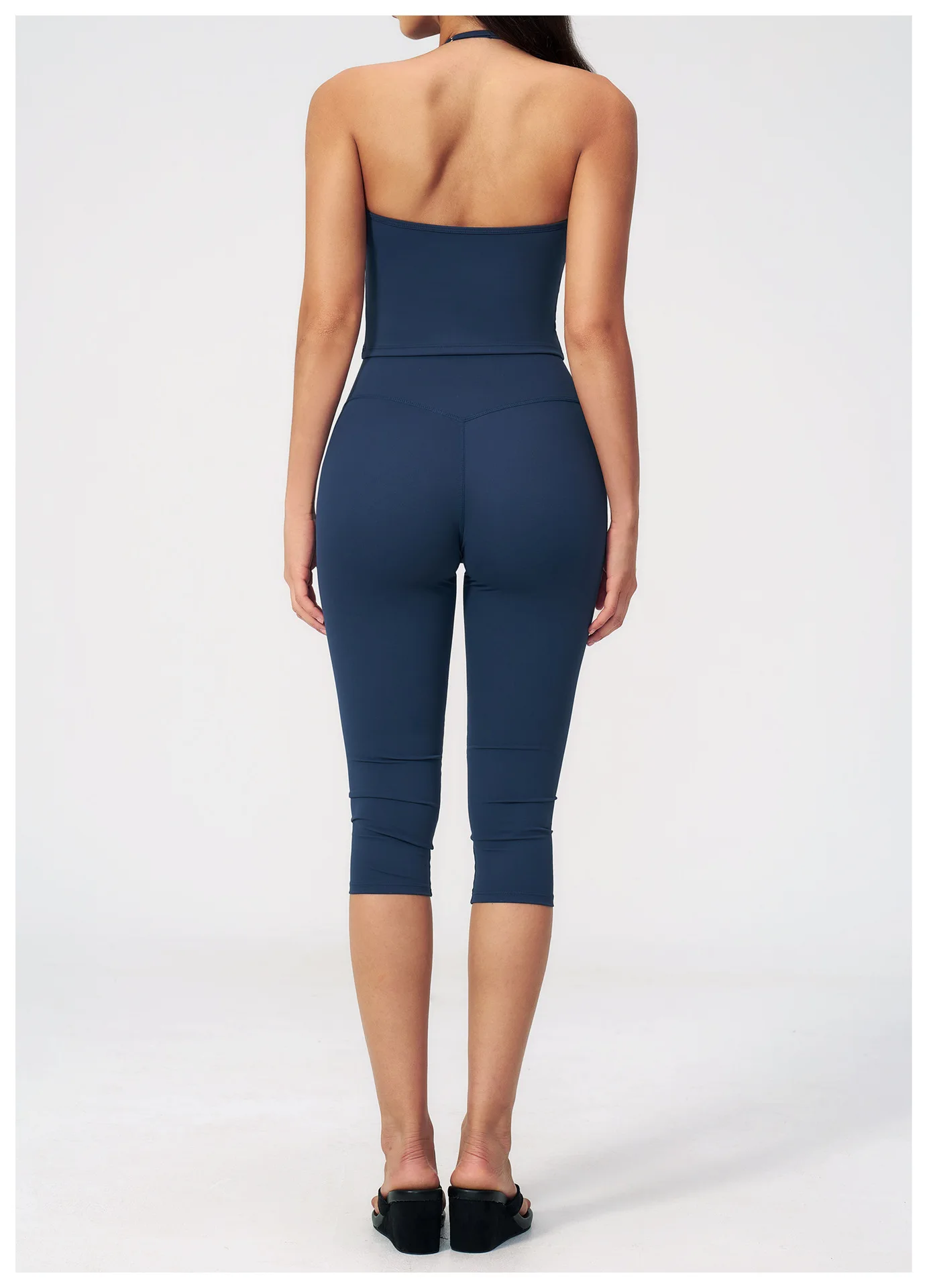 Sports Set Two Pieces Yoga Set Women's Sports Set Quick Drying Short Sleeve Fitness Set Gym Running Slim Capri Pants Sportswear