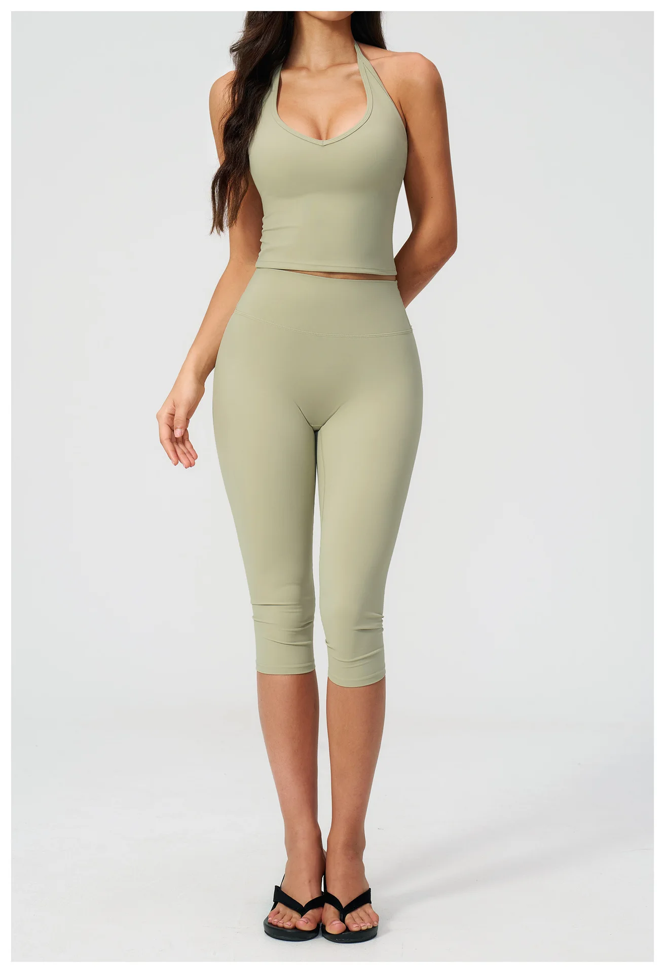 Sports Set Two Pieces Yoga Set Women's Sports Set Quick Drying Short Sleeve Fitness Set Gym Running Slim Capri Pants Sportswear