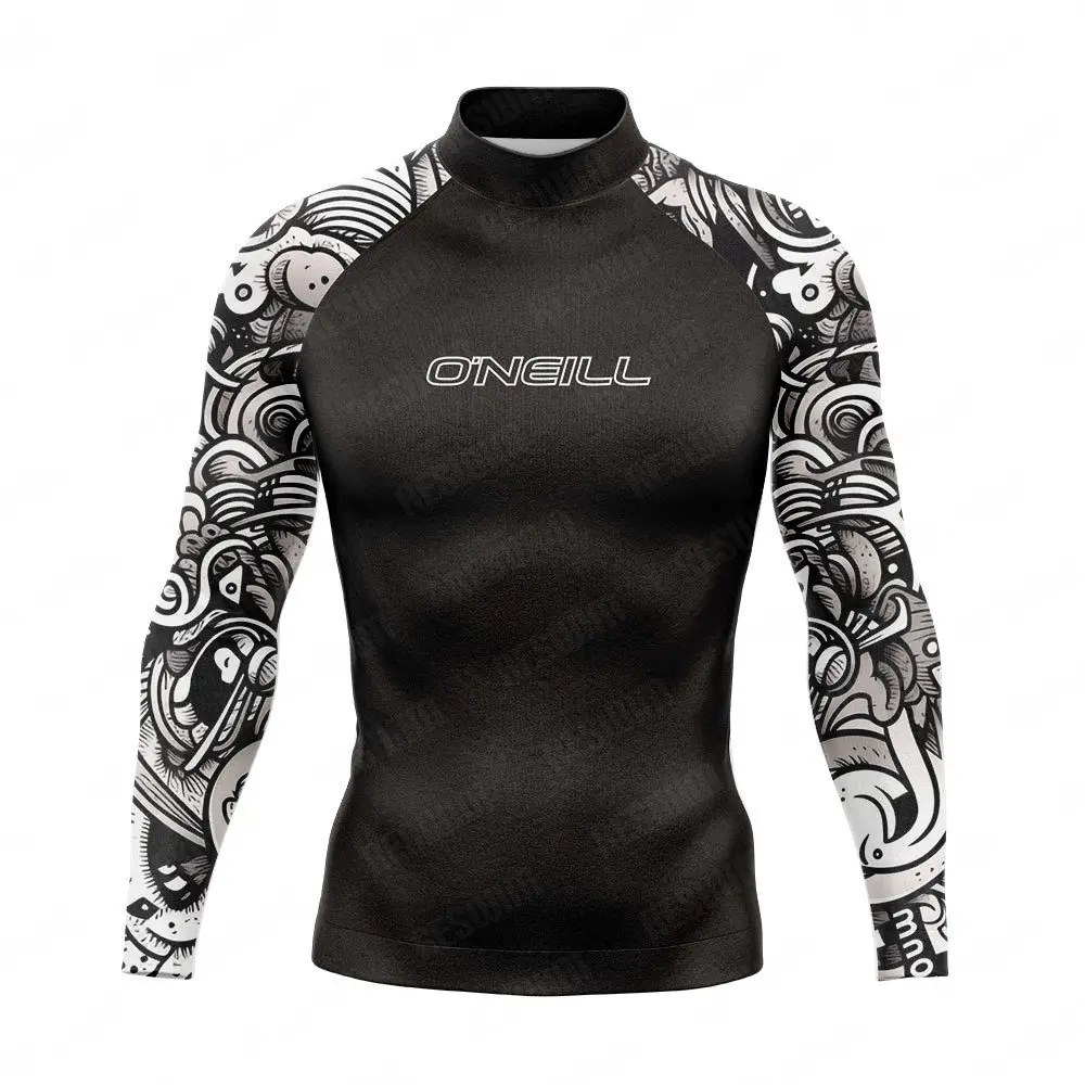 Summer Men's Surf Swimsuit Rash Guards Long Sleeve Surfing Shirt Beach UPF 50 Swimwear All Time T-Shirt Sports Clothes Rashguard