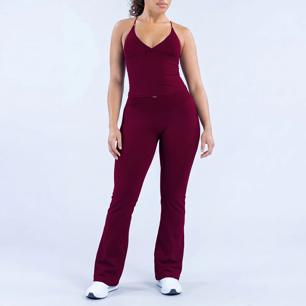 Vision Twist Front Longline Top And Vision Flares Fitness Suits Women 2 Piece Seamless Yoga Set Gym Vest Workout Running Suit