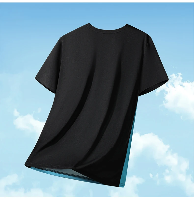 Men's Color Block Sports Short Sleeves Summer Breathable Quick-drying Short Sleeves Men Running Fitness Fashion Short Sleeves