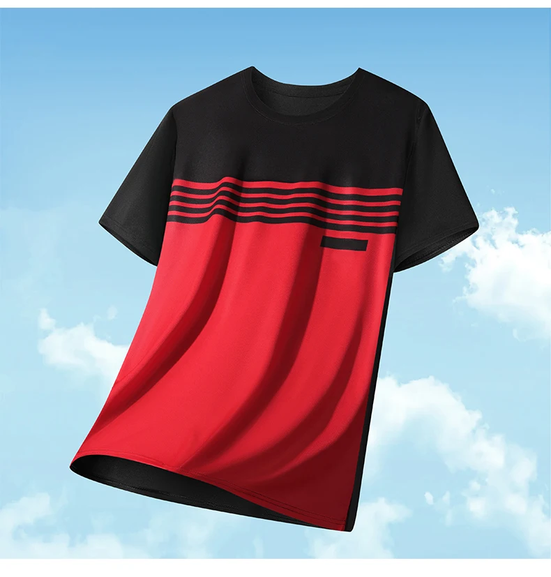 Men's Color Block Sports Short Sleeves Summer Breathable Quick-drying Short Sleeves Men Running Fitness Fashion Short Sleeves