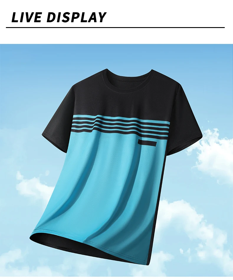 Men's Color Block Sports Short Sleeves Summer Breathable Quick-drying Short Sleeves Men Running Fitness Fashion Short Sleeves