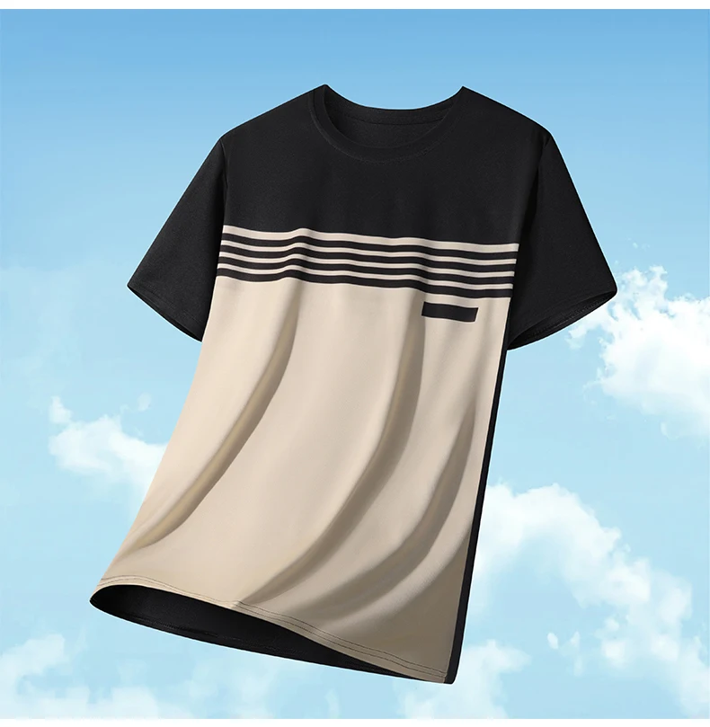 Men's Color Block Sports Short Sleeves Summer Breathable Quick-drying Short Sleeves Men Running Fitness Fashion Short Sleeves