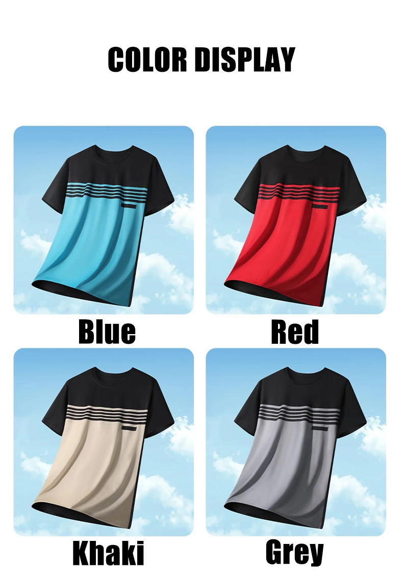 Men's Color Block Sports Short Sleeves Summer Breathable Quick-drying Short Sleeves Men Running Fitness Fashion Short Sleeves