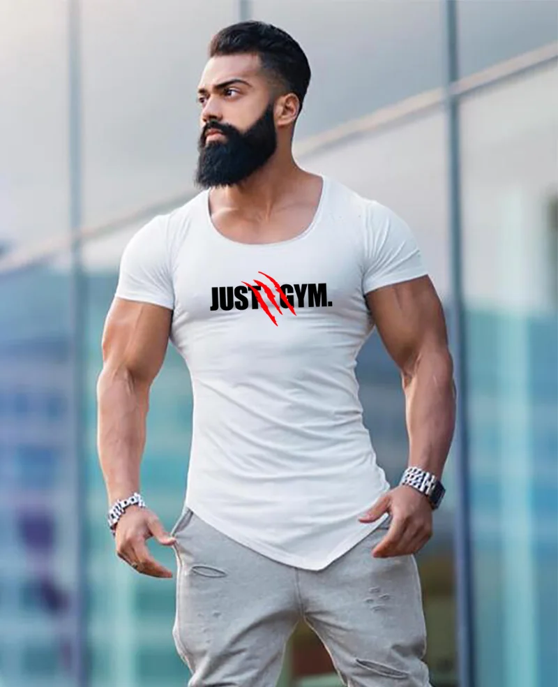 Mens Running Sport  Short Sleeve T-Shirts Summer Cotton Breathable Slim Fit Sportswear Gym Bodybuilding Fitness Muscle Shirts