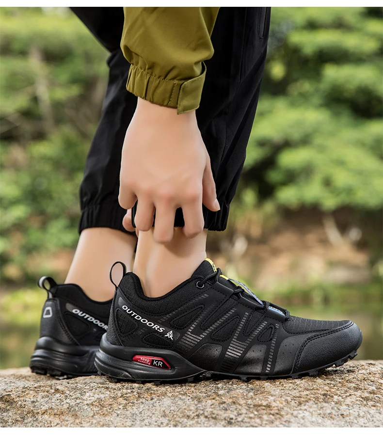 Men's Mesh Breathable Hiking Shoes Lightweight Non-slip Waterproof Wear Resistant Outdoor Trekking Camping Sneakers