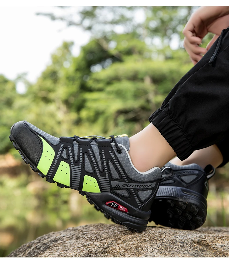 Men's Mesh Breathable Hiking Shoes Lightweight Non-slip Waterproof Wear Resistant Outdoor Trekking Camping Sneakers